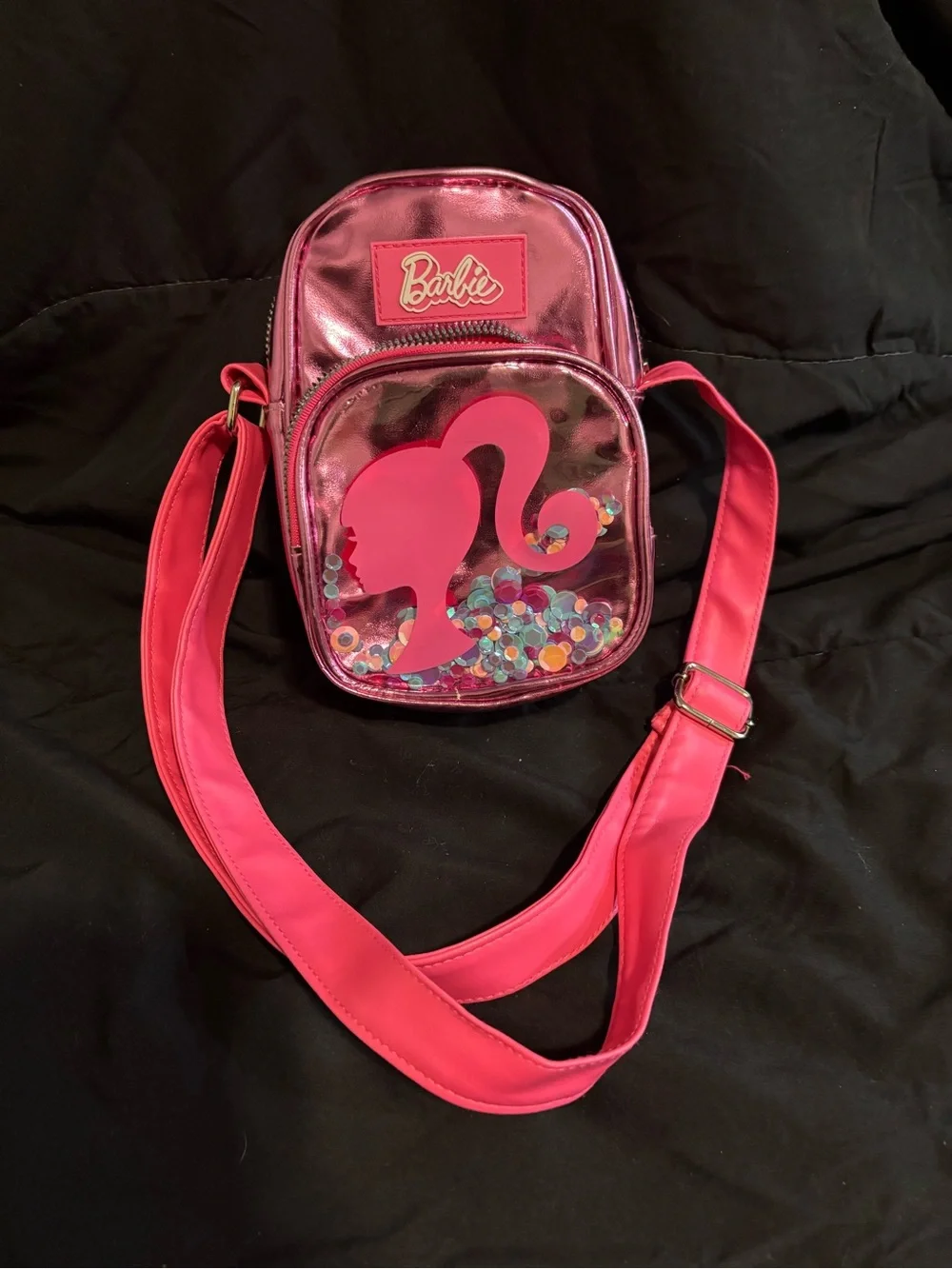 Barbie Hot Pink Shiny Sequin Front Crossbody Bag